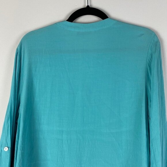 Soft Surroundings Top Popover PL Lagenlook Asymmetrical Hem Tabbed Sleeve - Picture 7 of 9